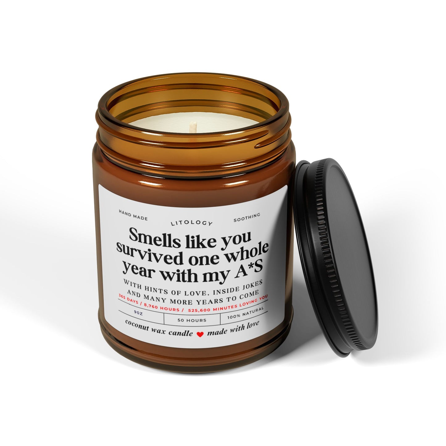 One Year Anniversary Candle, One Year Anniversary Gifts For Him For Her Husband Wife Boyfriend Girlfriend Gifts Gift Card