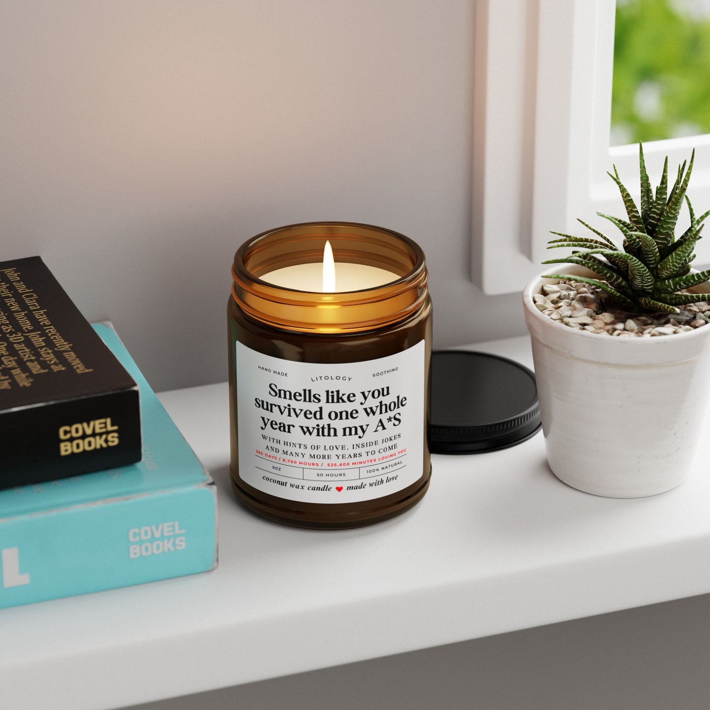 One Year Anniversary Candle, One Year Anniversary Gifts For Him For Her Husband Wife Boyfriend Girlfriend Gifts Gift Card