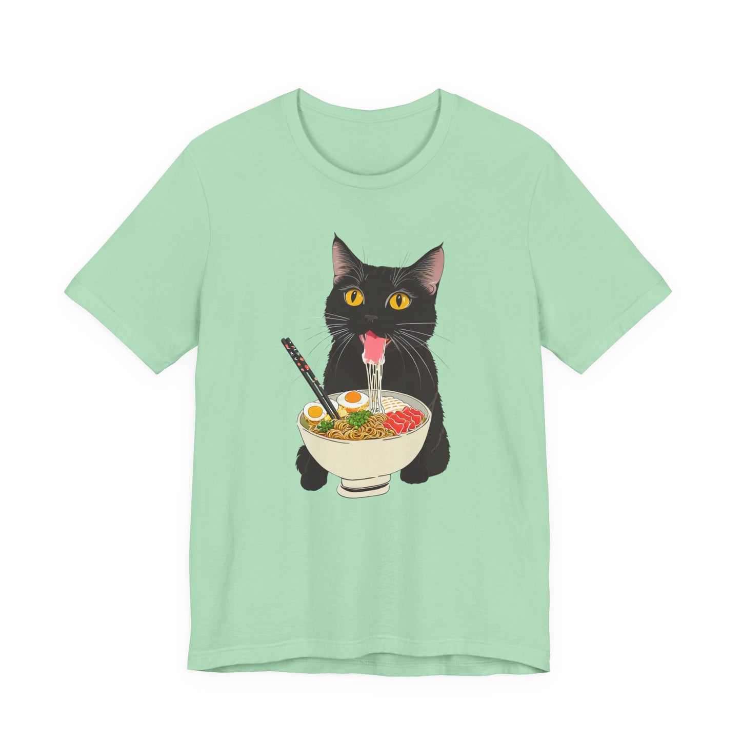 Cat Eating Ramen Shirt, Ramen Cat Shirt, Ramen Cat TShirt, Foodie Gift, Black Cat Ramen Noodle T-Shirt, Retro Cat Tee, Cat Lover Tshirt