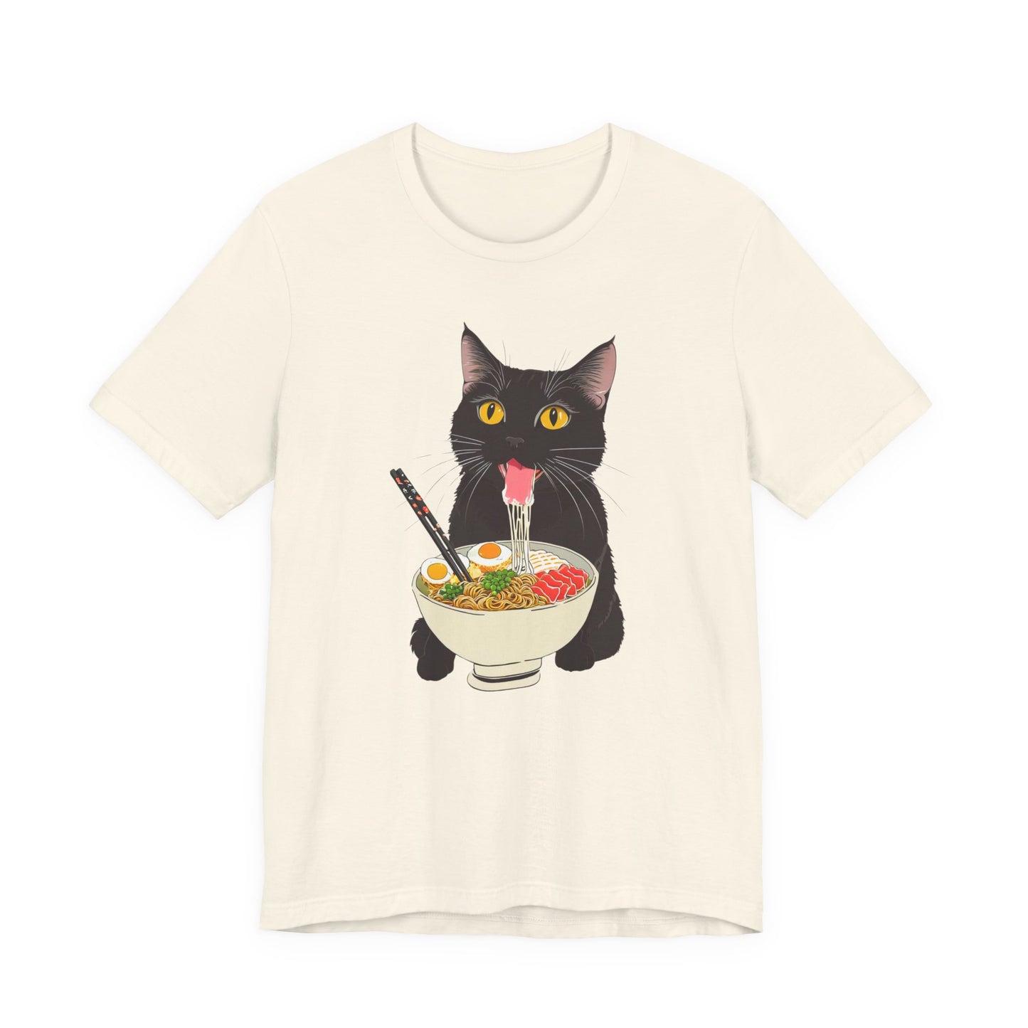 Cat Eating Ramen Shirt, Ramen Cat Shirt, Ramen Cat TShirt, Foodie Gift, Black Cat Ramen Noodle T-Shirt, Retro Cat Tee, Cat Lover Tshirt