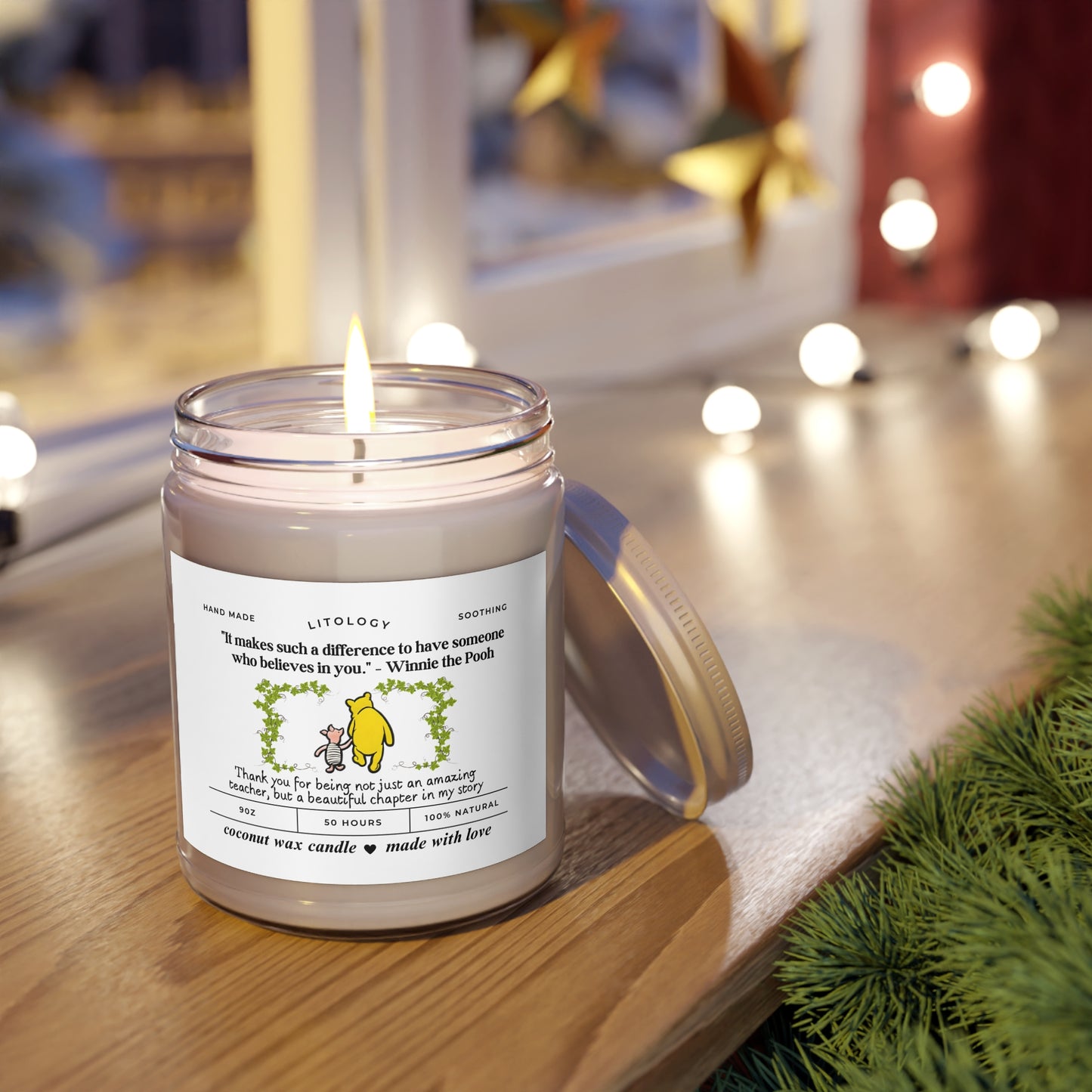 Teacher thank you candle gift, End of year school year gift, Nursery Primary Appreciation, Childminder candle, Winnie the pooh