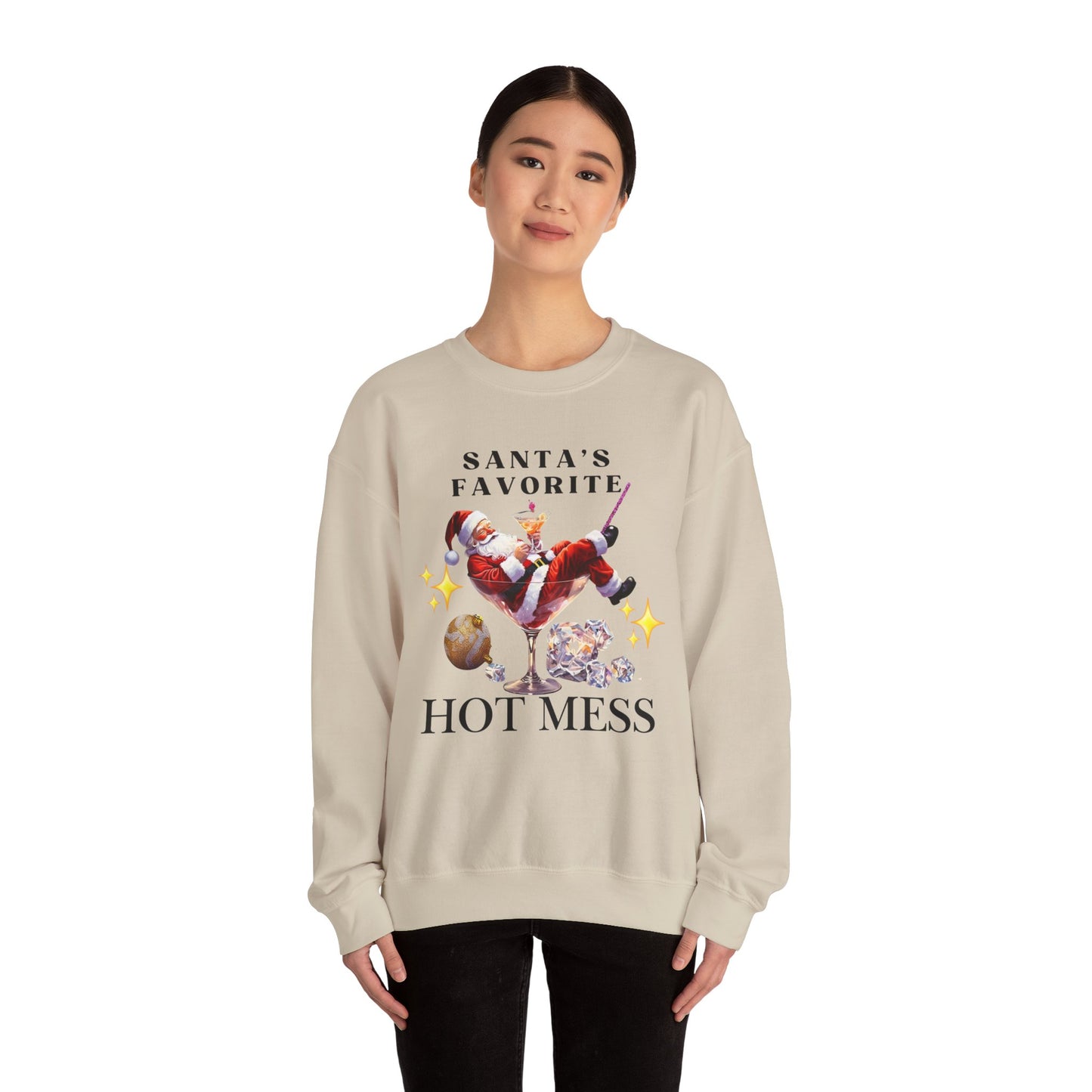 Santa Hot Mess Sweater, Martini Christmas Sweaters, Glitter Christmas Drink Sweatershirt, Christmas Party Sweater, Drink Sweater For Women