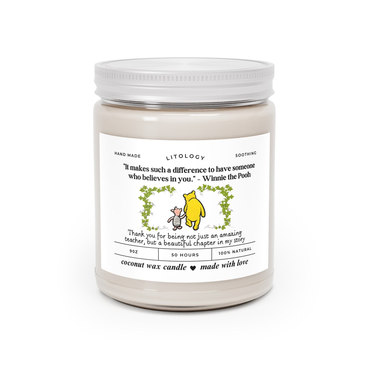 Teacher thank you candle gift, End of year school year gift, Nursery Primary Appreciation, Childminder candle, Winnie the pooh