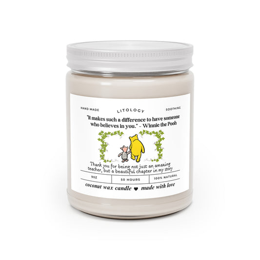 Teacher thank you candle gift, End of year school year gift, Nursery Primary Appreciation, Childminder candle, Winnie the pooh