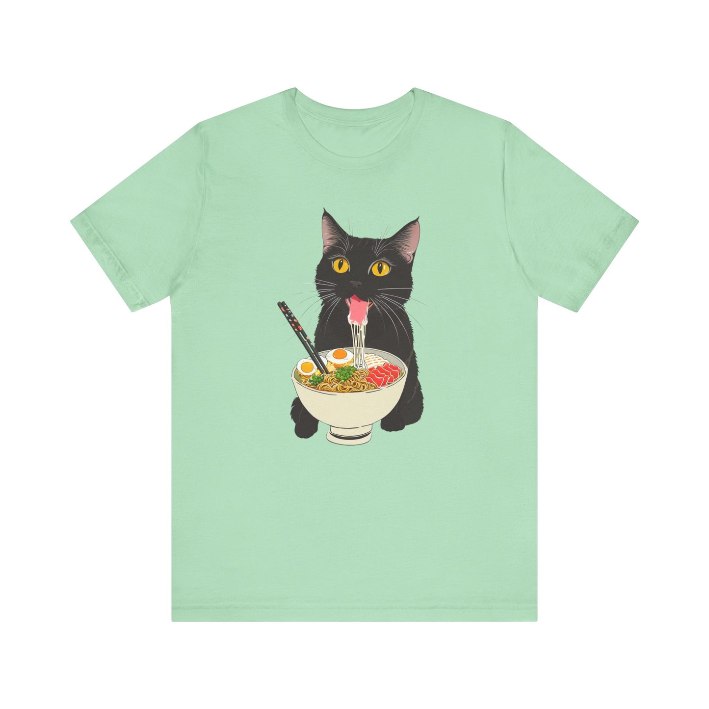 Cat Eating Ramen Shirt, Ramen Cat Shirt, Ramen Cat TShirt, Foodie Gift, Black Cat Ramen Noodle T-Shirt, Retro Cat Tee, Cat Lover Tshirt
