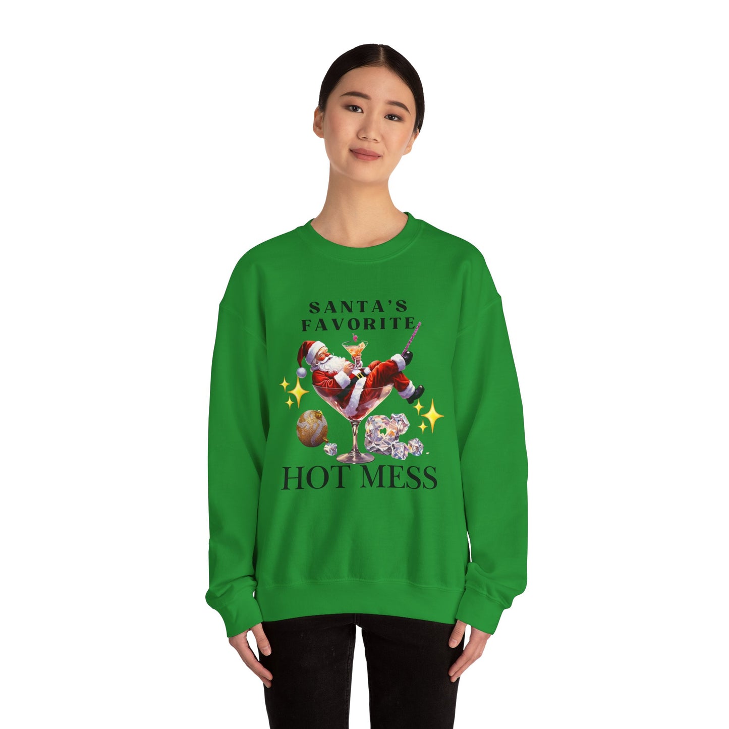 Santa Hot Mess Sweater, Martini Christmas Sweaters, Glitter Christmas Drink Sweatershirt, Christmas Party Sweater, Drink Sweater For Women