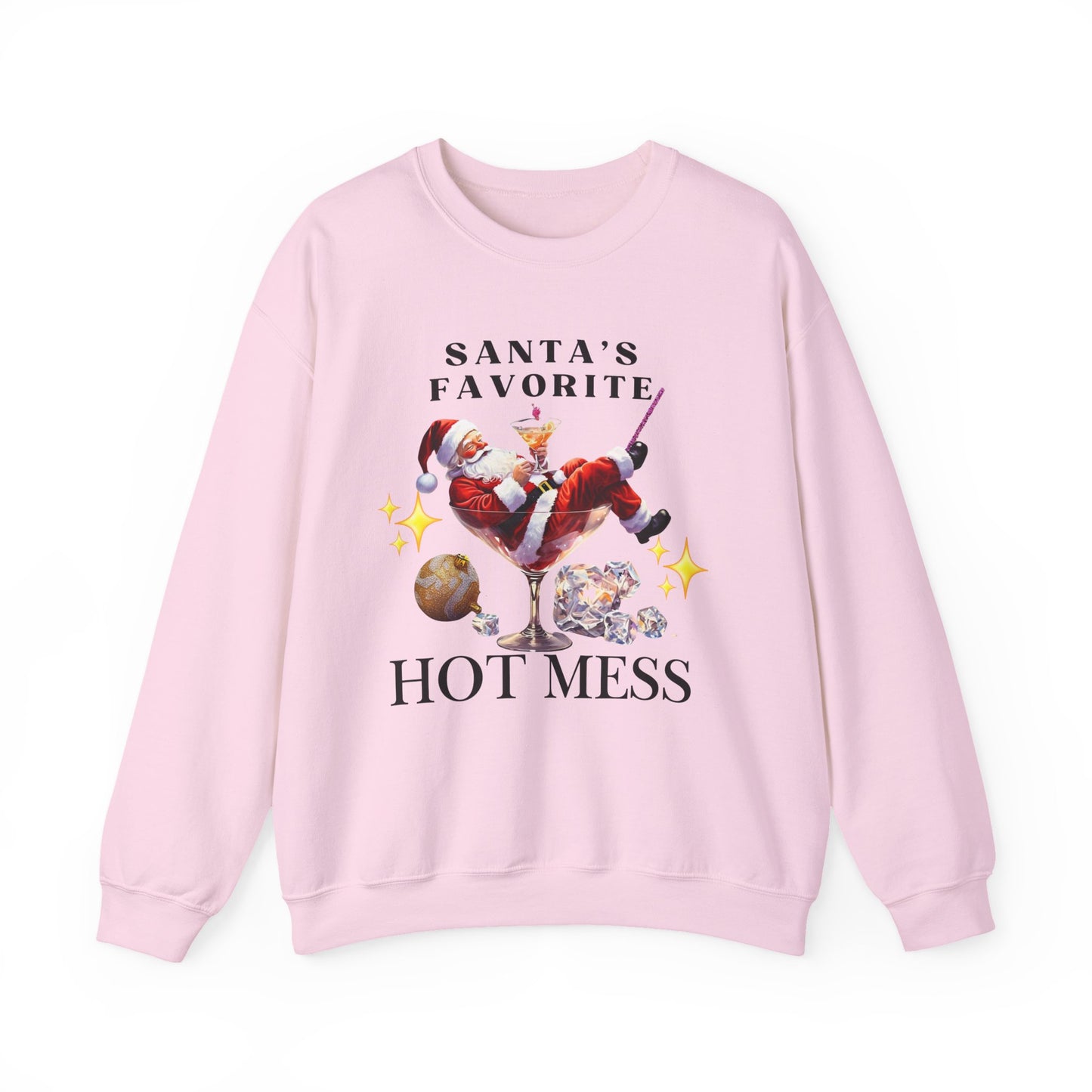 Santa Hot Mess Sweater, Martini Christmas Sweaters, Glitter Christmas Drink Sweatershirt, Christmas Party Sweater, Drink Sweater For Women