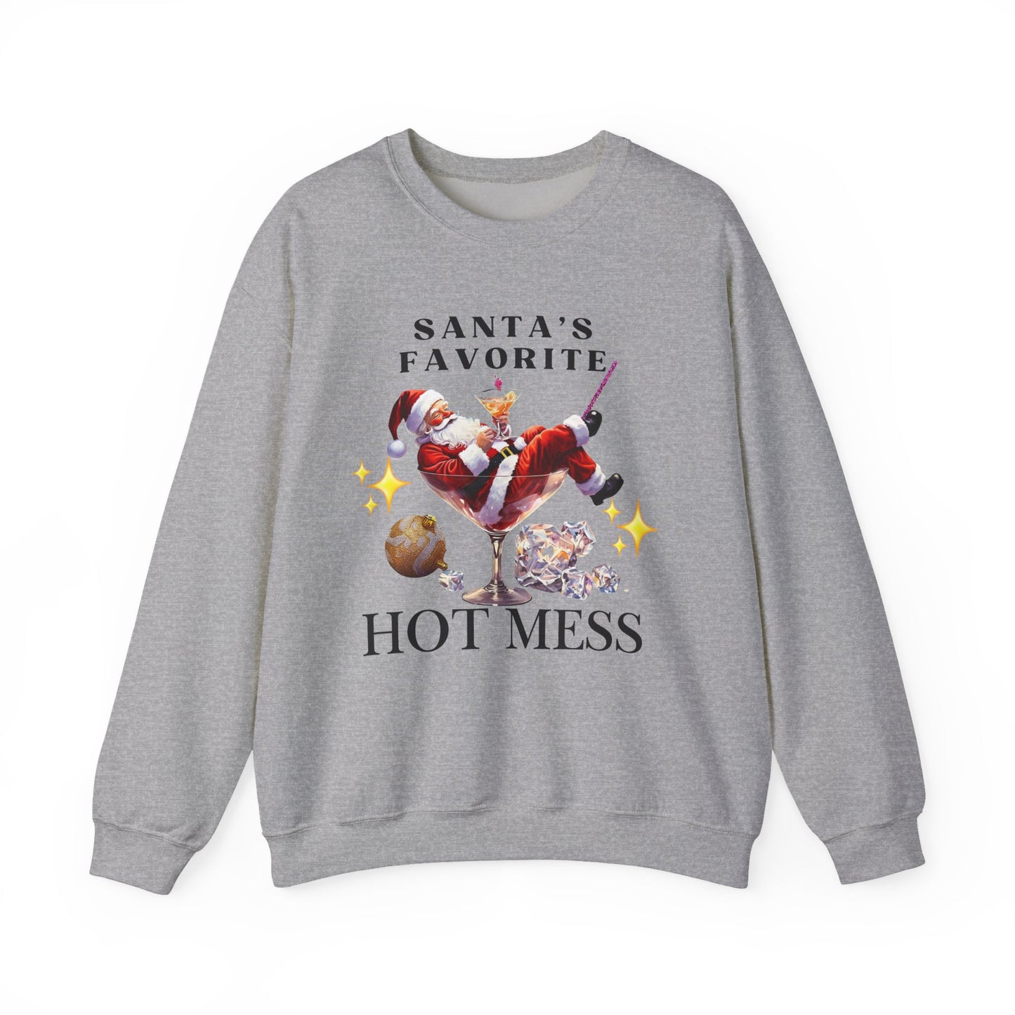 Santa Hot Mess Sweater, Martini Christmas Sweaters, Glitter Christmas Drink Sweatershirt, Christmas Party Sweater, Drink Sweater For Women