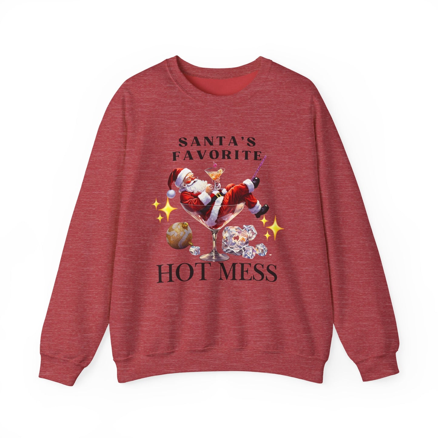 Santa Hot Mess Sweater, Martini Christmas Sweaters, Glitter Christmas Drink Sweatershirt, Christmas Party Sweater, Drink Sweater For Women