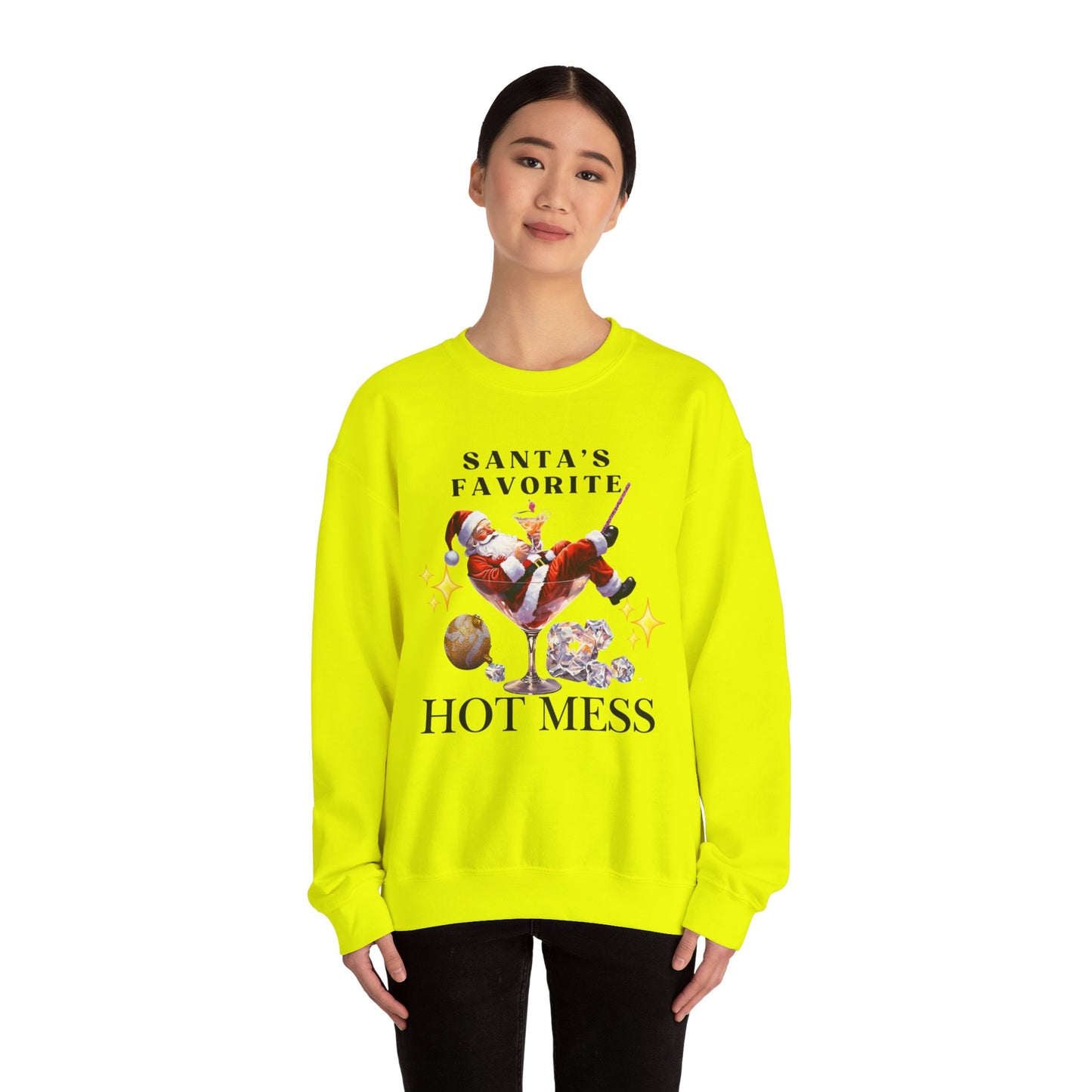Santa Hot Mess Sweater, Martini Christmas Sweaters, Glitter Christmas Drink Sweatershirt, Christmas Party Sweater, Drink Sweater For Women