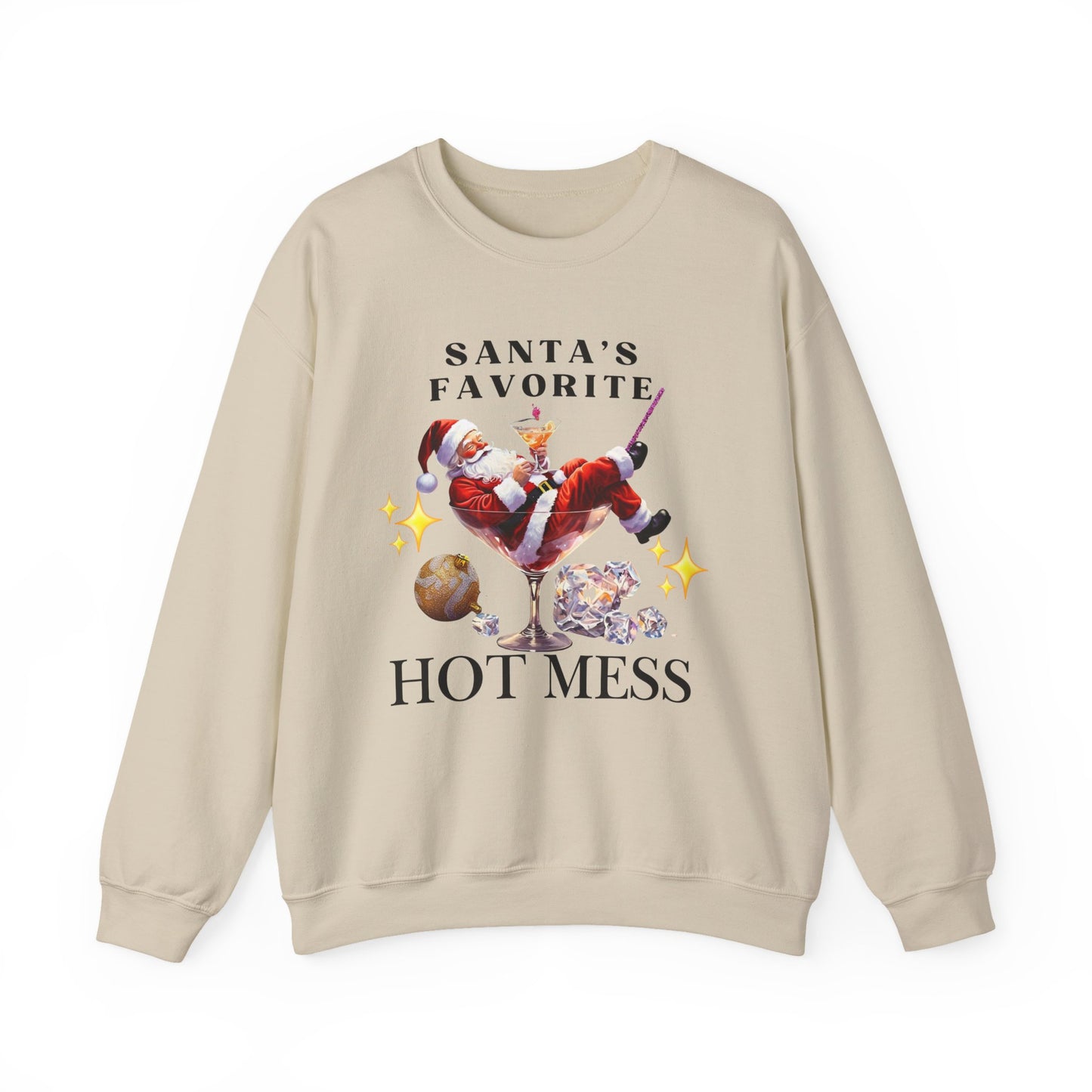 Santa Hot Mess Sweater, Martini Christmas Sweaters, Glitter Christmas Drink Sweatershirt, Christmas Party Sweater, Drink Sweater For Women