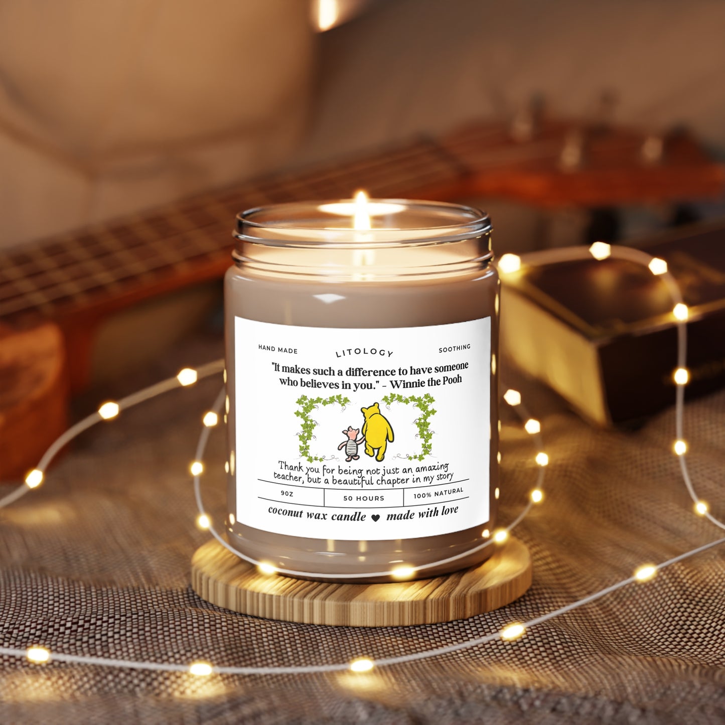 Teacher thank you candle gift, End of year school year gift, Nursery Primary Appreciation, Childminder candle, Winnie the pooh