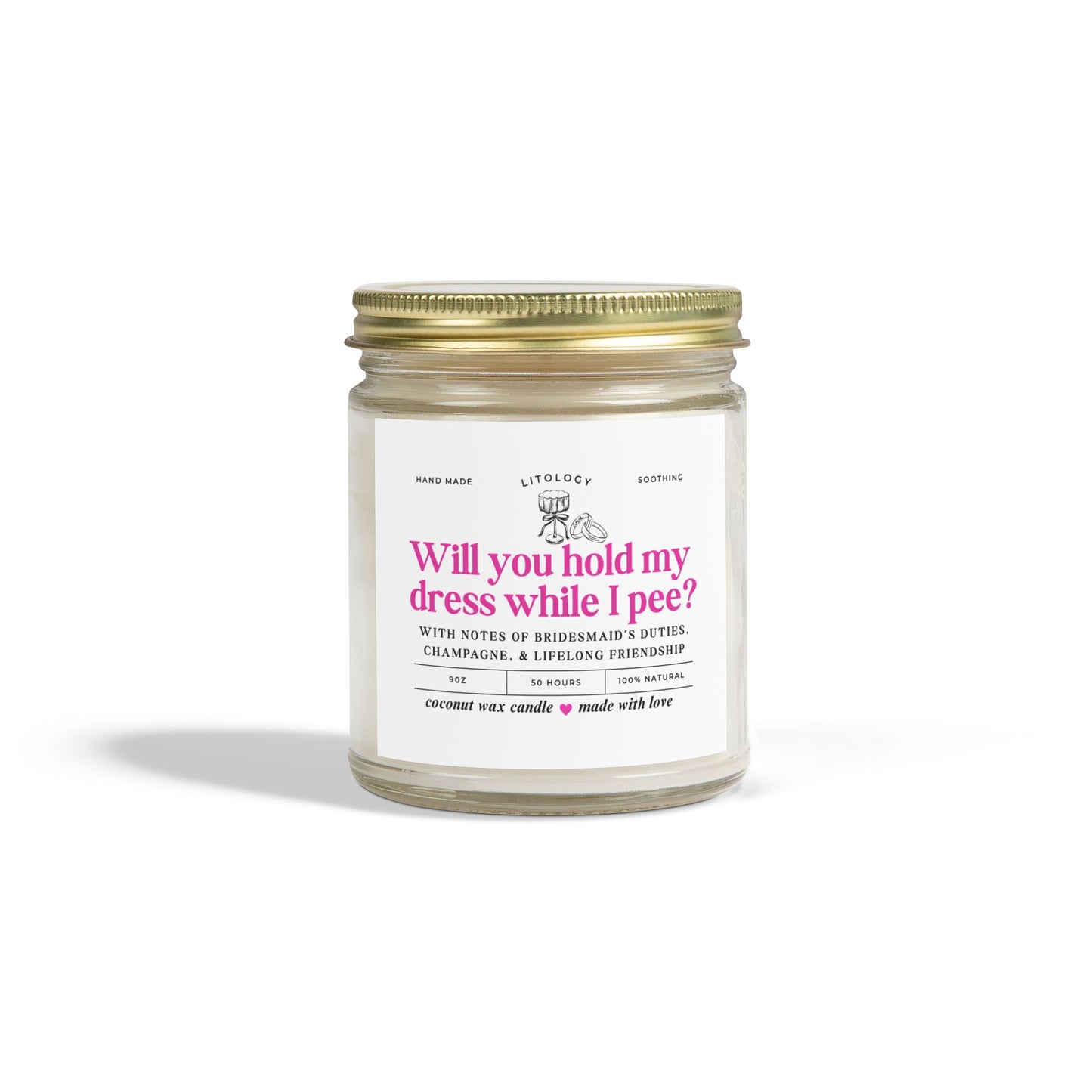 Bridesmaid Proposal Gift,  Maid Of Honor Proposal Candle, Bridesmaid Proposal Gift, Will You Hold My Dress Candle, Bridal Party Gifts for Wedding Bachelorette Party, Spa Selfcare Gift,