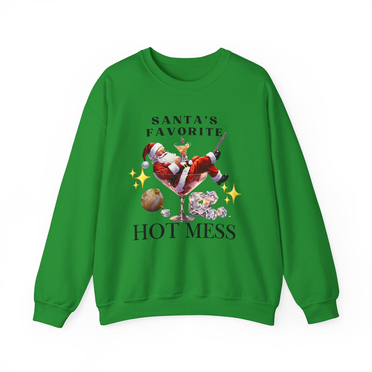 Santa Hot Mess Sweater, Martini Christmas Sweaters, Glitter Christmas Drink Sweatershirt, Christmas Party Sweater, Drink Sweater For Women
