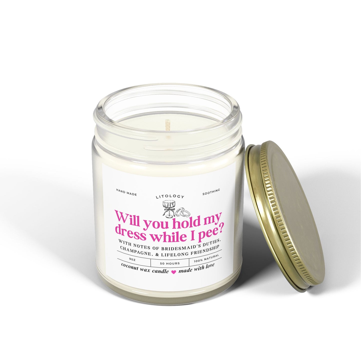 Bridesmaid Proposal Gift,  Maid Of Honor Proposal Candle, Bridesmaid Proposal Gift, Will You Hold My Dress Candle, Bridal Party Gifts for Wedding Bachelorette Party, Spa Selfcare Gift,