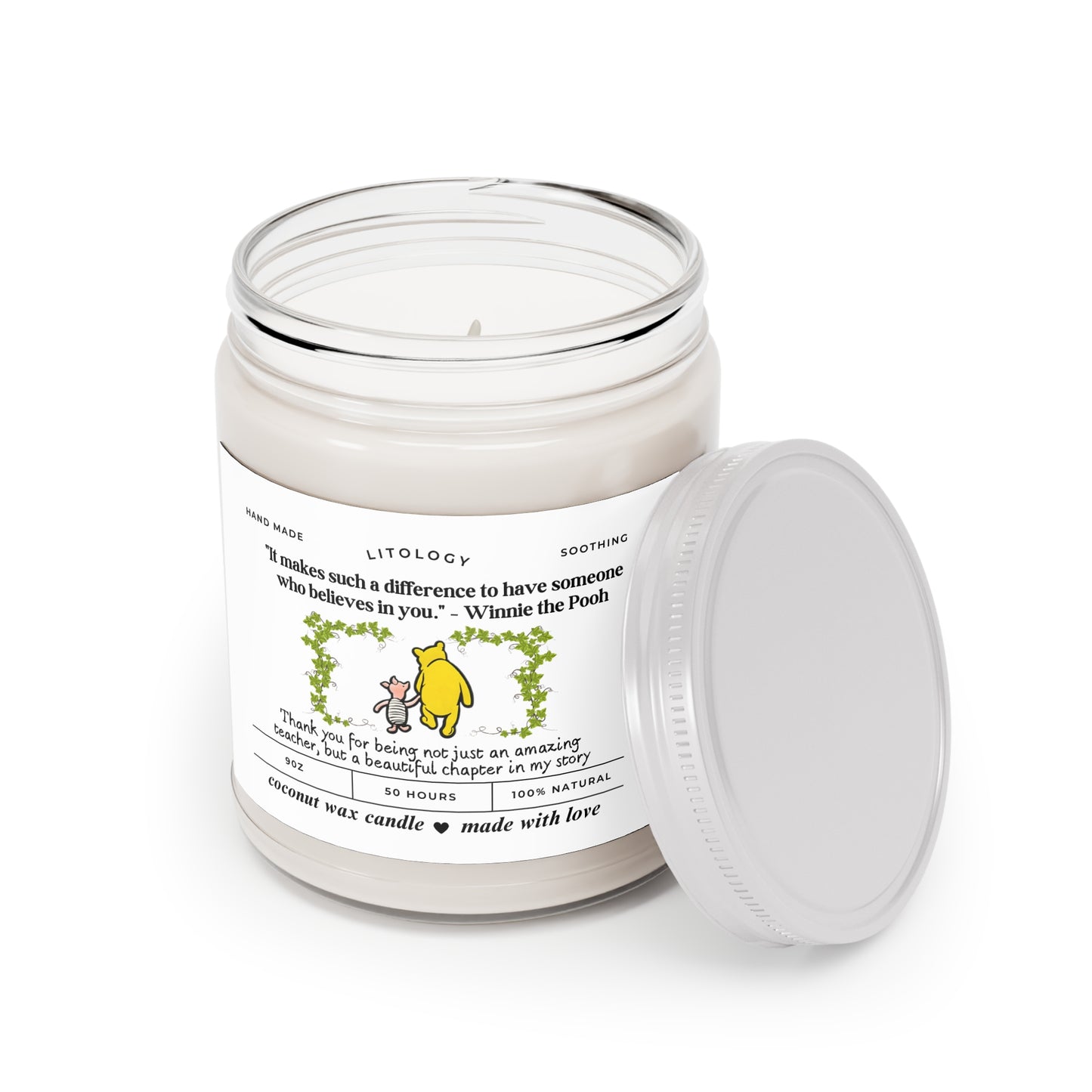 Teacher thank you candle gift, End of year school year gift, Nursery Primary Appreciation, Childminder candle, Winnie the pooh