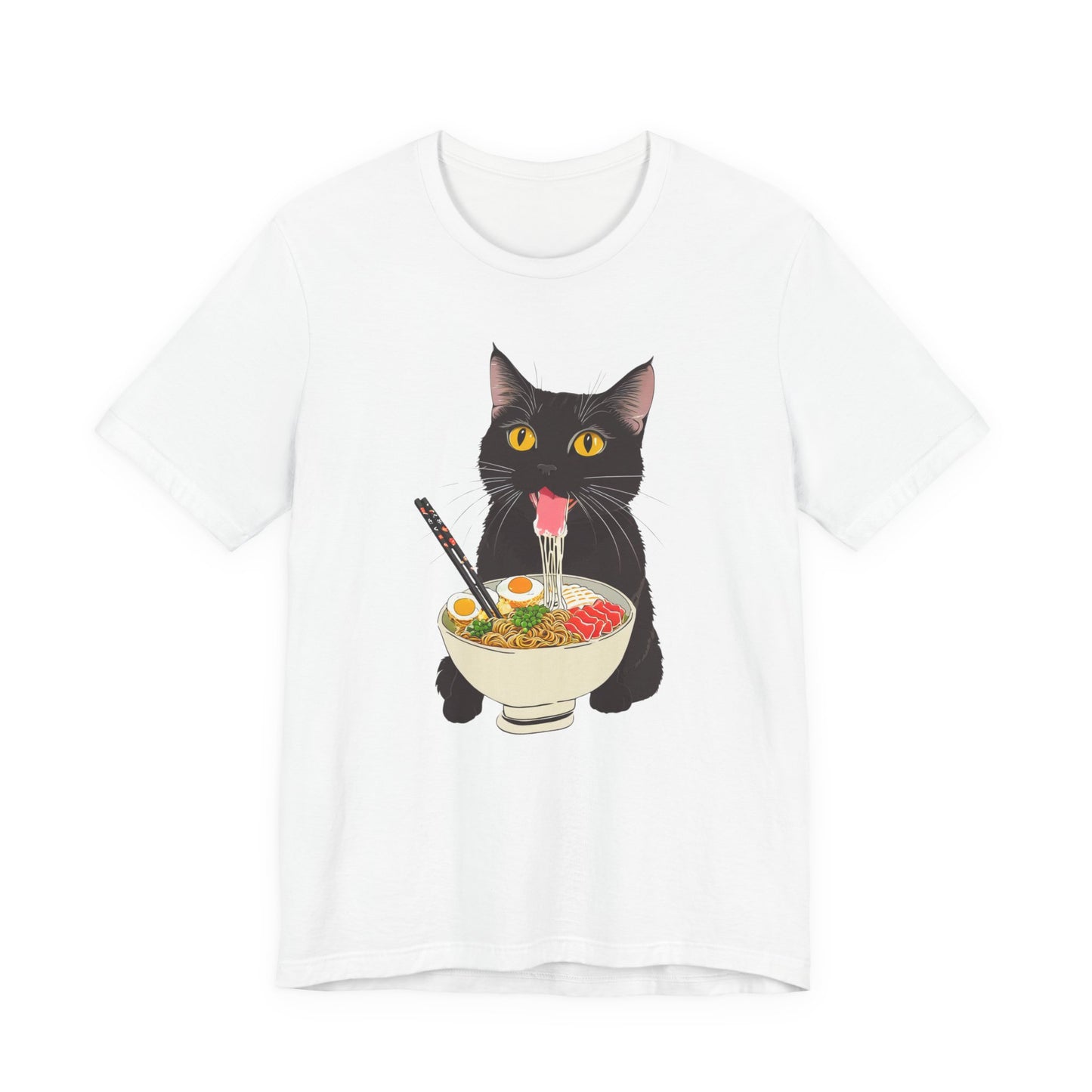 Cat Eating Ramen Shirt, Ramen Cat Shirt, Ramen Cat TShirt, Foodie Gift, Black Cat Ramen Noodle T-Shirt, Retro Cat Tee, Cat Lover Tshirt