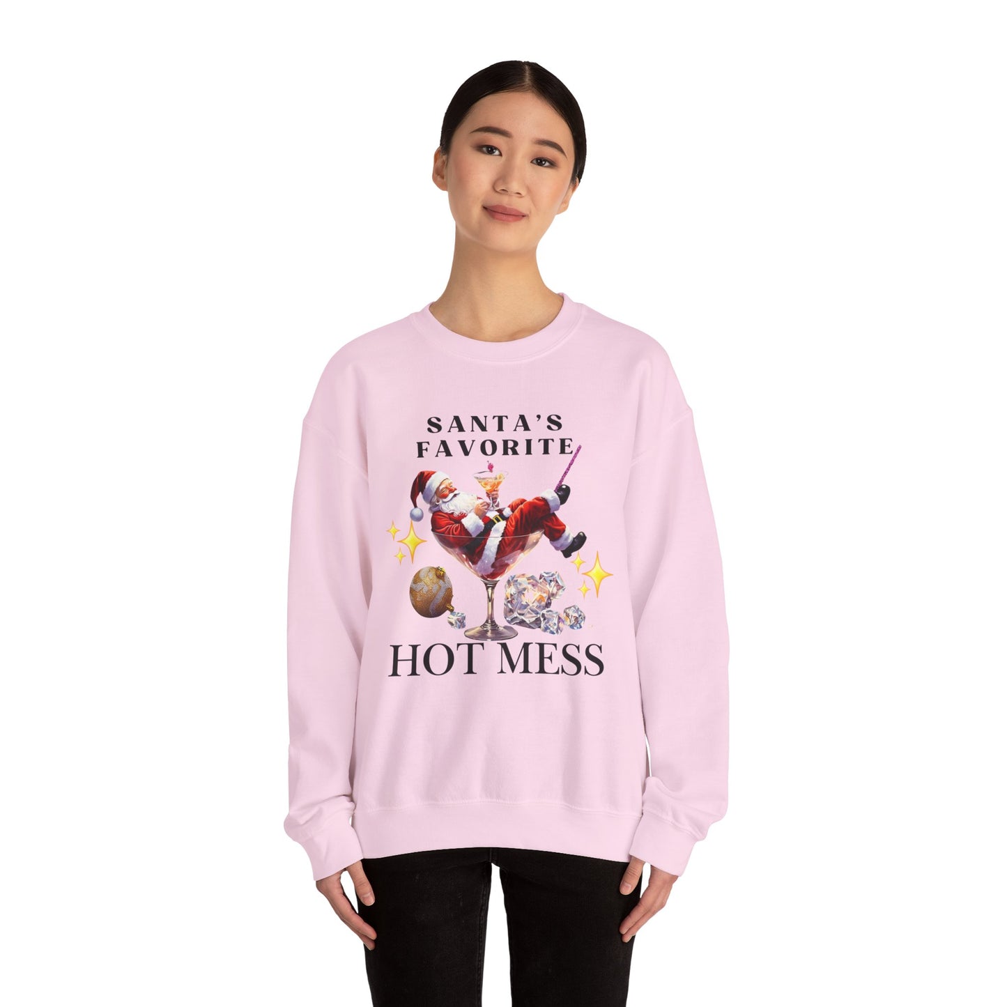 Santa Hot Mess Sweater, Martini Christmas Sweaters, Glitter Christmas Drink Sweatershirt, Christmas Party Sweater, Drink Sweater For Women