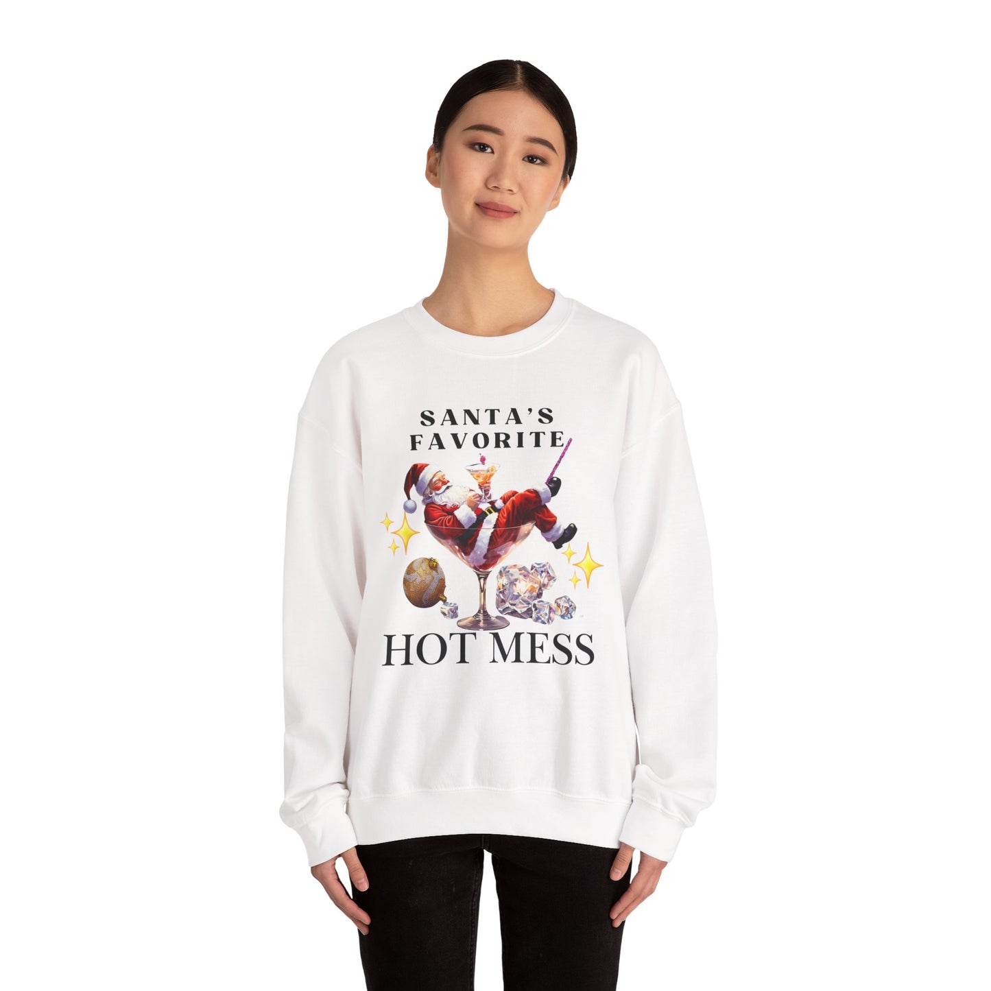 Santa Hot Mess Sweater, Martini Christmas Sweaters, Glitter Christmas Drink Sweatershirt, Christmas Party Sweater, Drink Sweater For Women