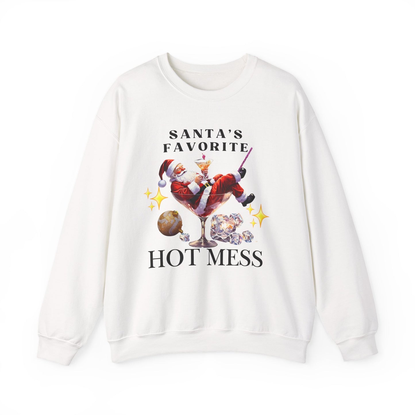 Santa Hot Mess Sweater, Martini Christmas Sweaters, Glitter Christmas Drink Sweatershirt, Christmas Party Sweater, Drink Sweater For Women