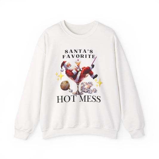 Santa Hot Mess Sweater, Martini Christmas Sweaters, Glitter Christmas Drink Sweatershirt, Christmas Party Sweater, Drink Sweater For Women