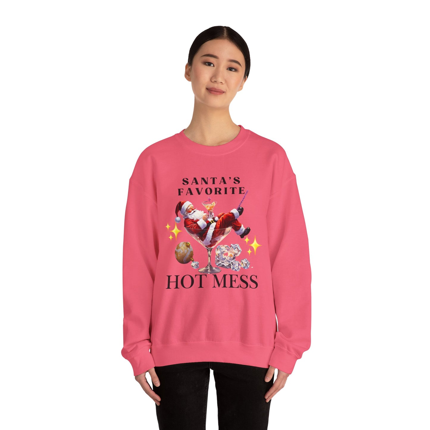 Santa Hot Mess Sweater, Martini Christmas Sweaters, Glitter Christmas Drink Sweatershirt, Christmas Party Sweater, Drink Sweater For Women