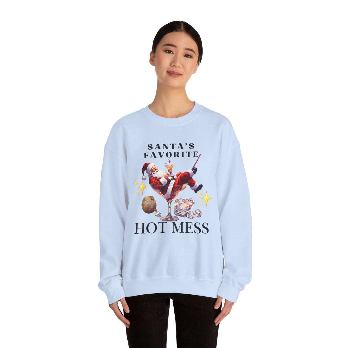 Santa Hot Mess Sweater, Martini Christmas Sweaters, Glitter Christmas Drink Sweatershirt, Christmas Party Sweater, Drink Sweater For Women