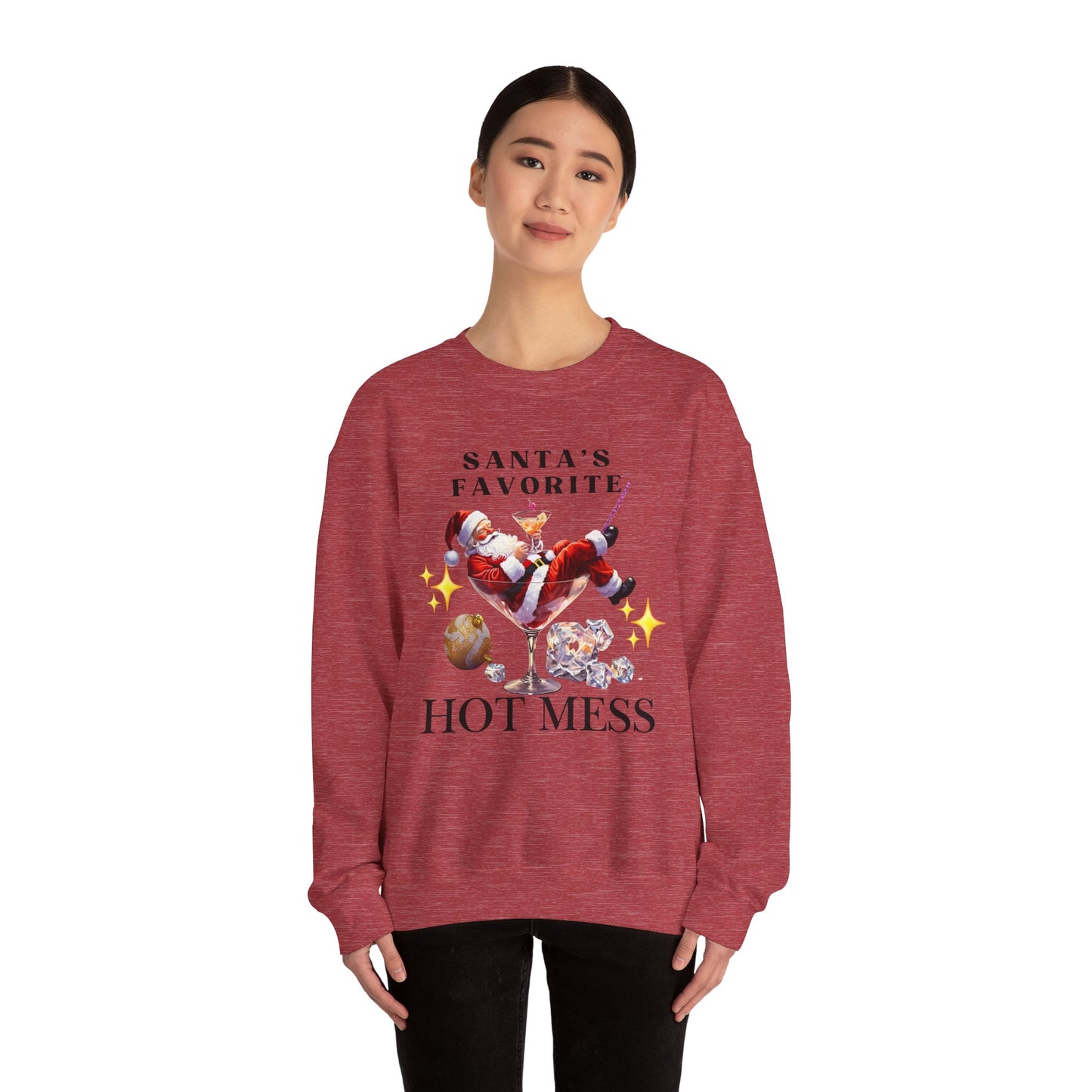 Santa Hot Mess Sweater, Martini Christmas Sweaters, Glitter Christmas Drink Sweatershirt, Christmas Party Sweater, Drink Sweater For Women