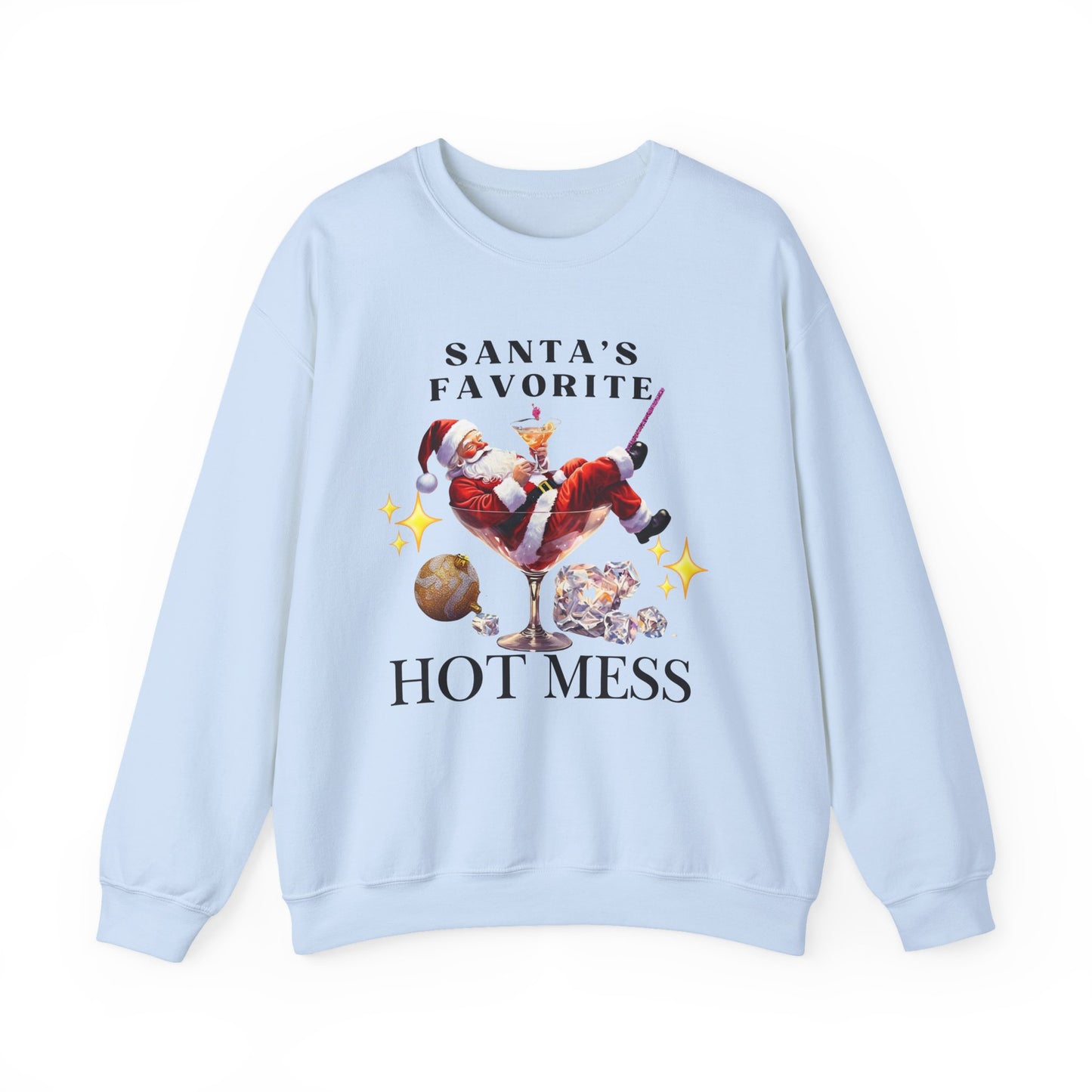 Santa Hot Mess Sweater, Martini Christmas Sweaters, Glitter Christmas Drink Sweatershirt, Christmas Party Sweater, Drink Sweater For Women