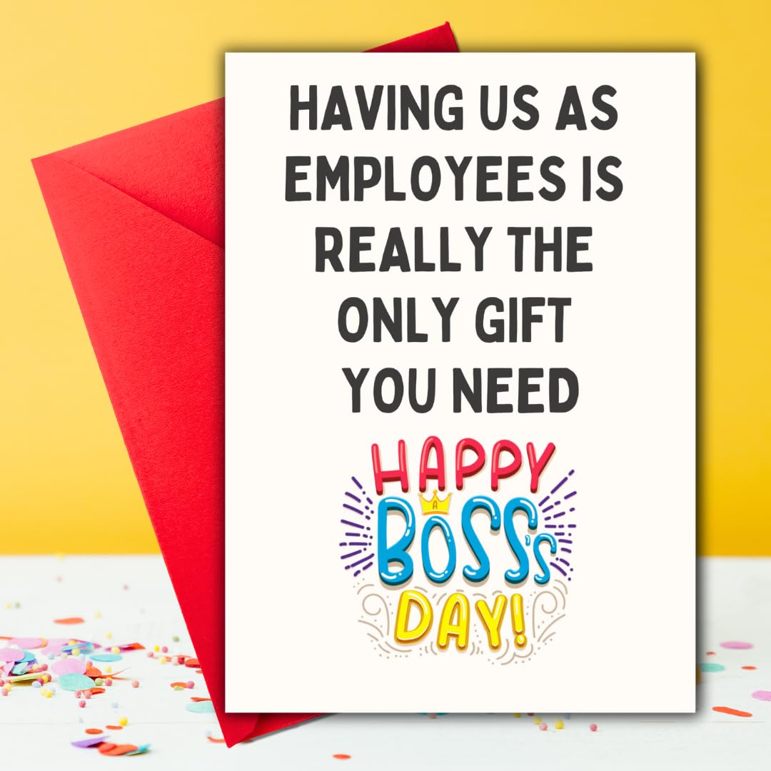 Boss Day Card 2025, funny Bosses Day Card, Boss Gifts for Women Men, Happy Boss's Day Card from Employees, Hilarious Boss's Day Gift for Her Him, Boss Appreciation Day Ideas, thank you boss day card