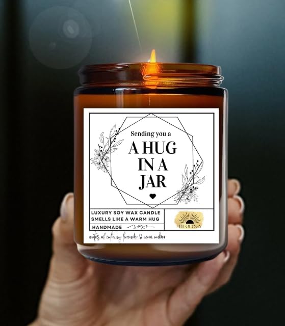 Sympathy Candle, Hug in a Jar Candle, Sending a Hug, Bereavement Gift, Thinking of You Gifts for Women Men, Get Well Soon Gifts for Men, Feel Better, Thoughtful Gifts for Friend, Divorce Cheer Up